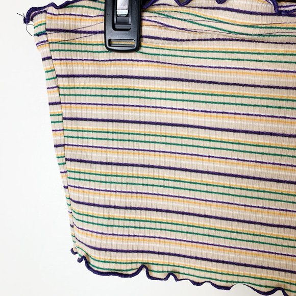 BP Striped Rib Strapless Tube Crop Top Ivory Multicolor Retro medium - Picture 3 of 7